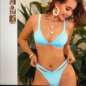 Shein large “triangle cutout high-leg cut bikini”